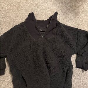 Aerie Black Sherpa Half-Zip Pullover